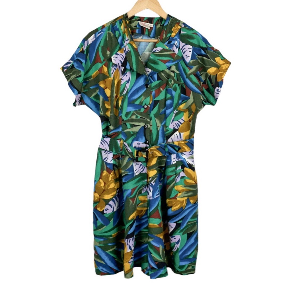 Vintage Milanzo Fish Print Belted Romper Size 9/10 - Picture 3 of 12